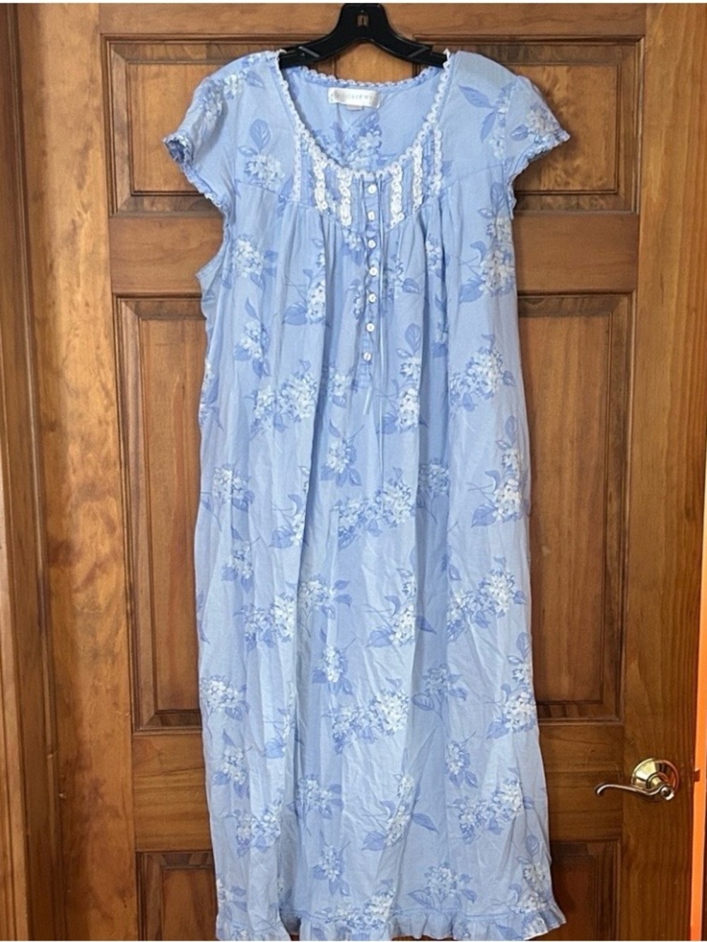 Eileen West Light Blue Floral Cotton Nightgown